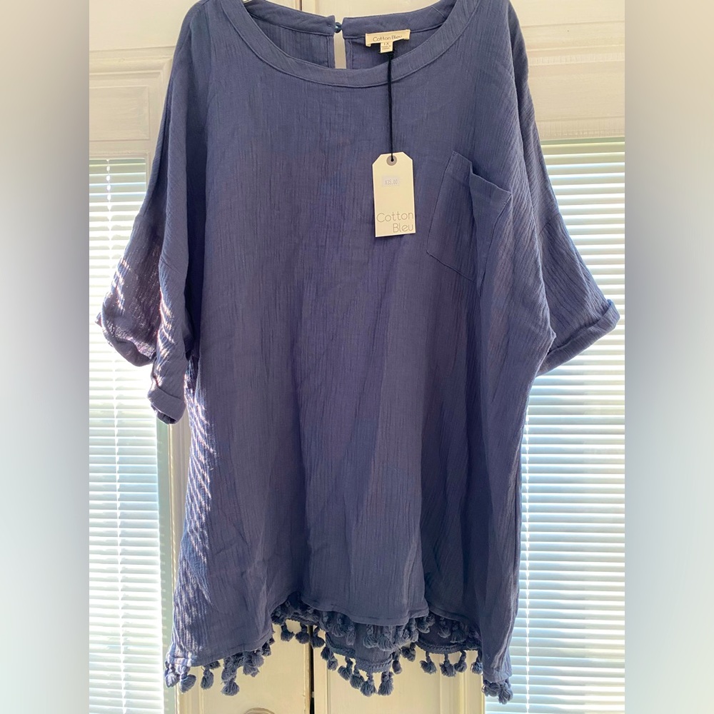 Blue Fringe Tassel Blouse